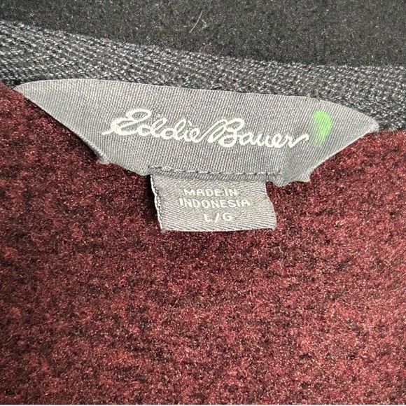 Eddie Bauer Radiator Fleece 1/4 Zip LS Sweater Maroon Color WINE TASTING NEW - Picture 9 of 11